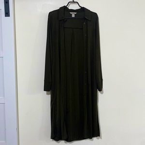 H and M Dark green duster with buttons